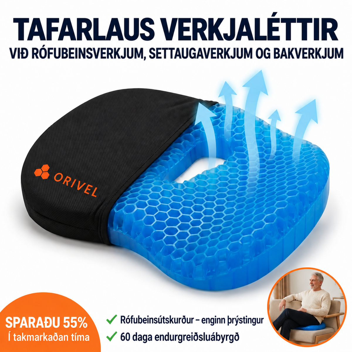 100% Gel Sætispúði Pro