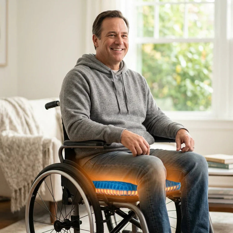 Gel seat cushion in a wheelchair